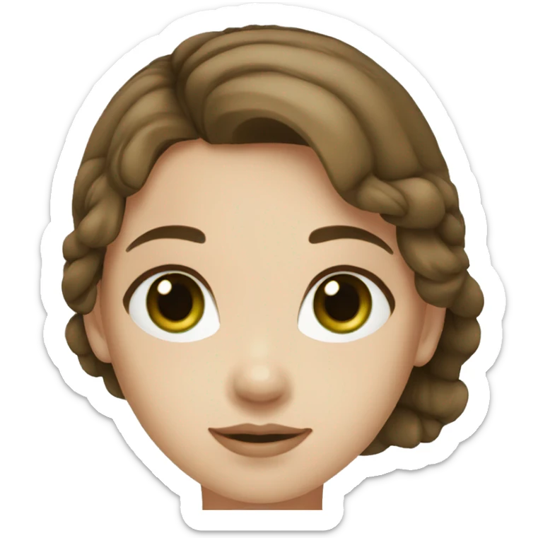 Girl with brown hair and white skin with dark green eyes sticker