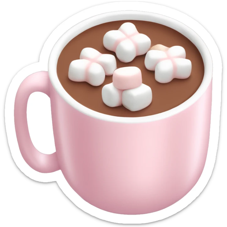 Light Pink mug of hot chocolate with marshmallows  sticker