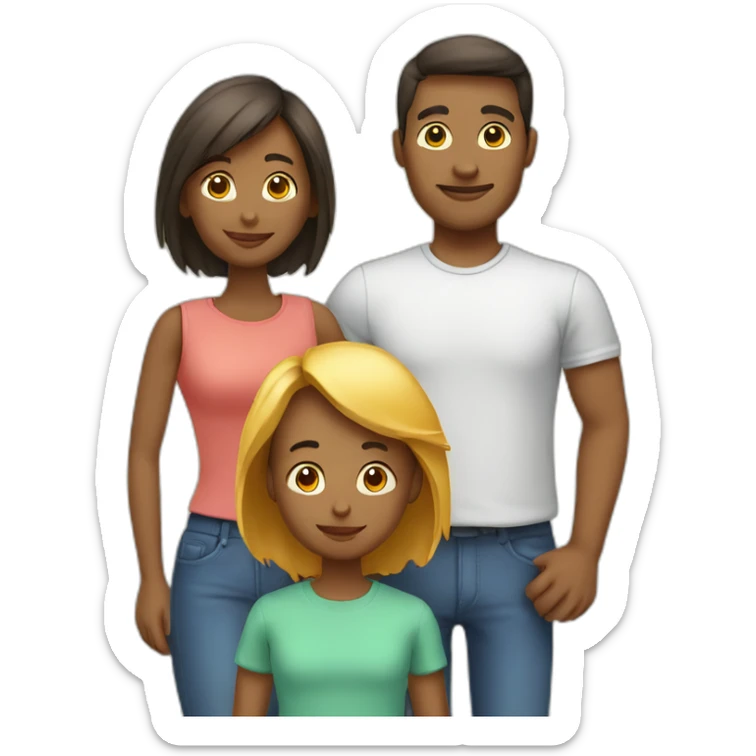 Family with 4, father, mother, teenager boy, small girl sticker