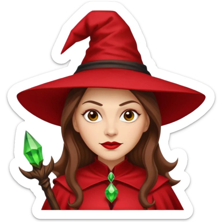 Wicked Witch of the East from The Wizard of Oz with light skin, long brown hair, red outfit sticker