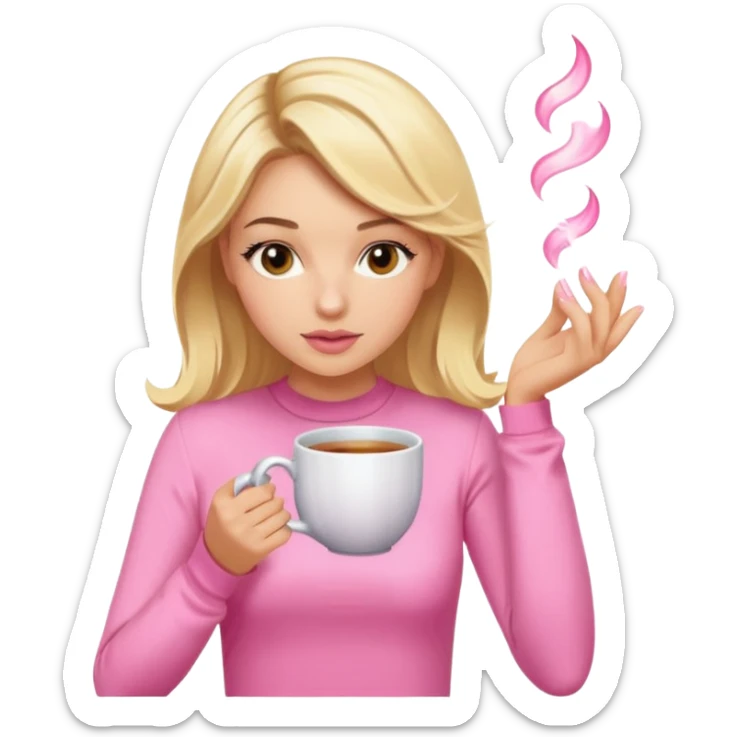 blonde girl with a hot face, spilling the tea, inspired by Gossip Girl, all pink sticker