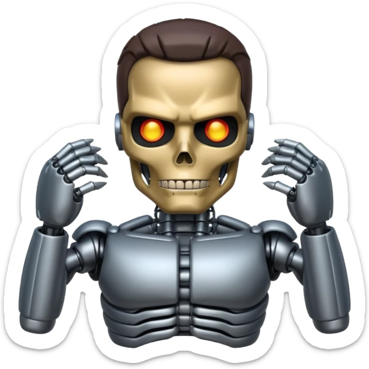 Creates an emoji with the image of the state of Arnold Schwarzenegger from the Terminator sticker