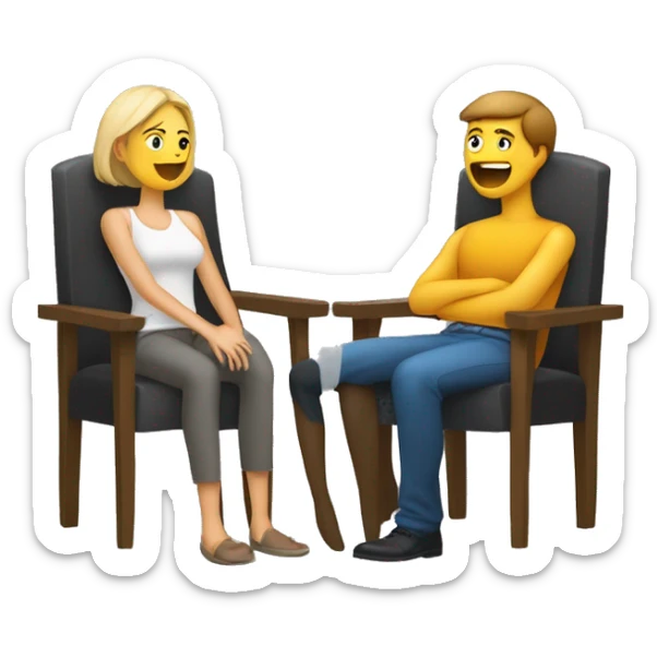 deux personnes qui s'enlacent sauf que un homme est assis sur une chaise et une femme dessus qui l'enlace.  sticker