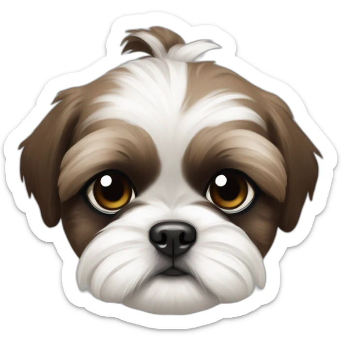 Blind on the other eye brown and white shih tzu puppy smirking  sticker