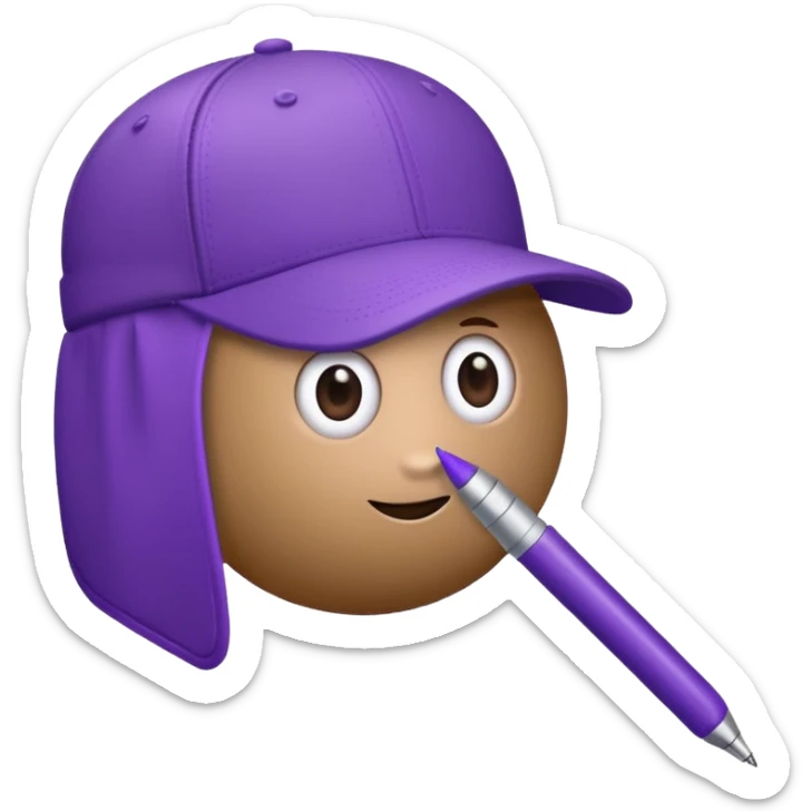 A plastic brown ball cap and the long rectangle purple. (With a pen) And looks like a BFDI style sticker