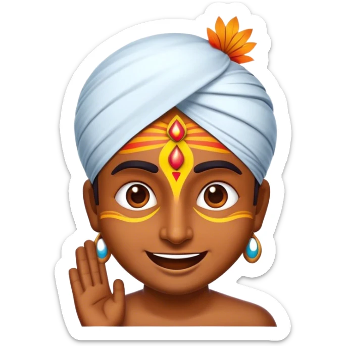 Cinematic Realistic Bollywood Pop Culture Emoji, featuring an energetic portrayal of Indian cinema rendered with dynamic textures and lively, colorful lighting. sticker