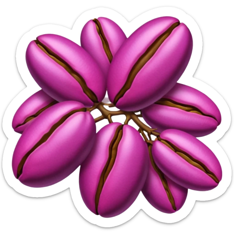 Create minimalist emoji in the style of Coffee Lover — a coffee shop and roastery brand.
Style: cozy, warm.
Colors — purple-pink range.
🫘 coffee beans sticker