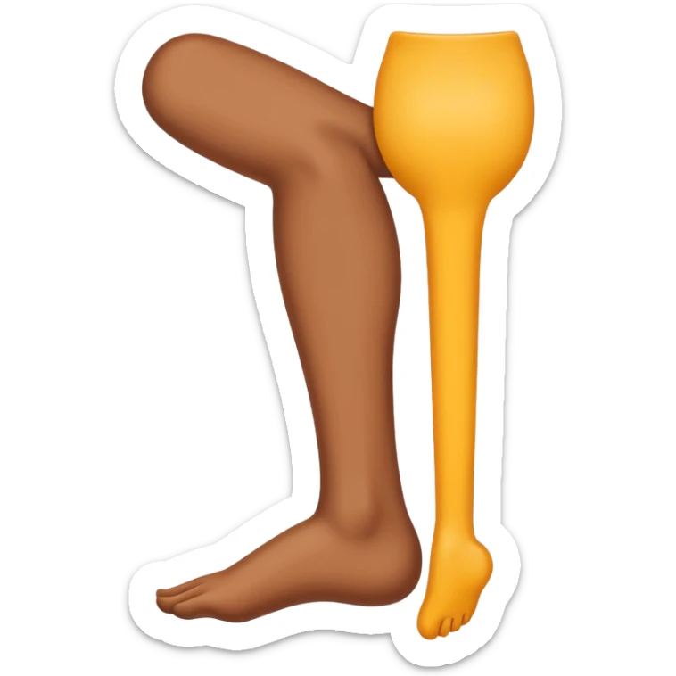 Emoji-style illustration of a single human leg, isolated from the body. Smooth, clean vector style, bright flat colors, bold outlines, minimal shading, rounded shapes, high-resolution emoji aesthetic. sticker