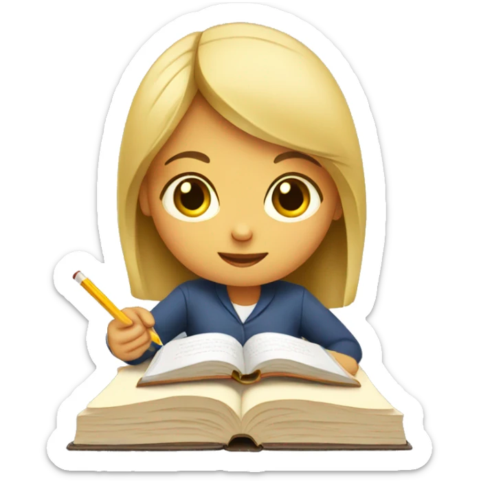 girl studying sticker
