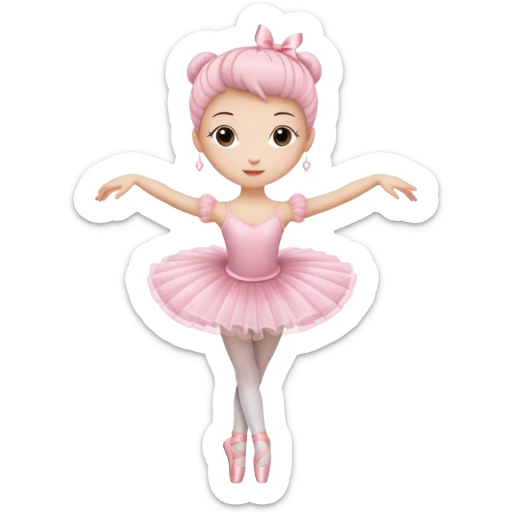 A coffee cup with arms and legs wearing a pink ballet tutu in a graceful dance pose sticker