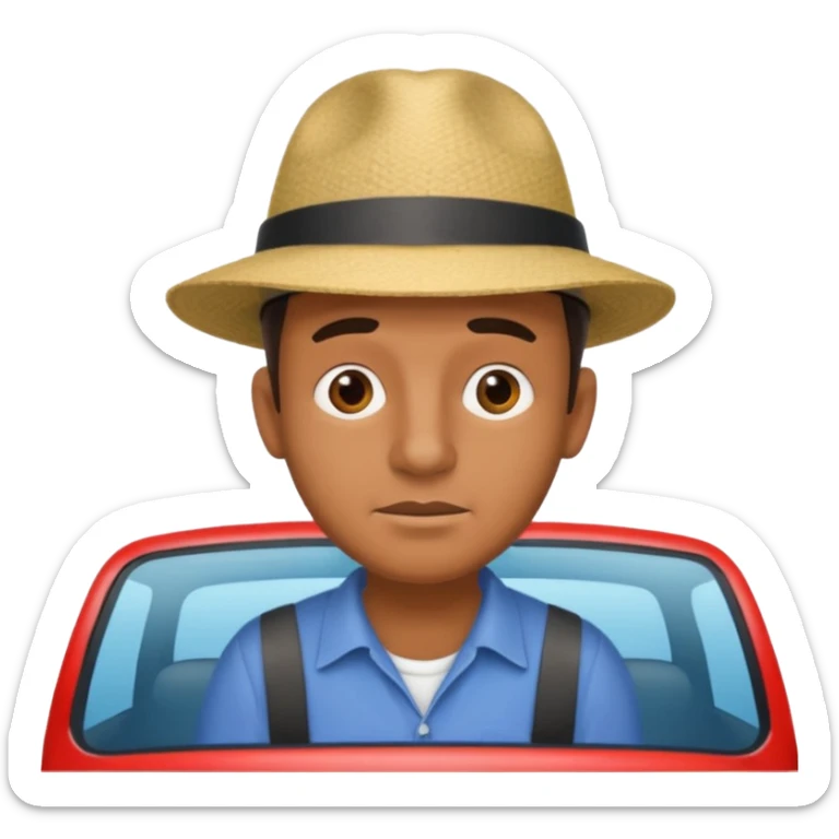 homme créole réunionnais  avec chapeau embouteillage route  sticker
