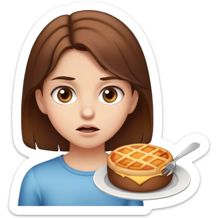 Girl with brown hair is hungry  sticker
