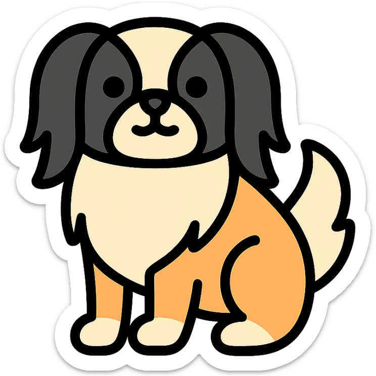 color outline icon of a Japanese Chin dog sticker