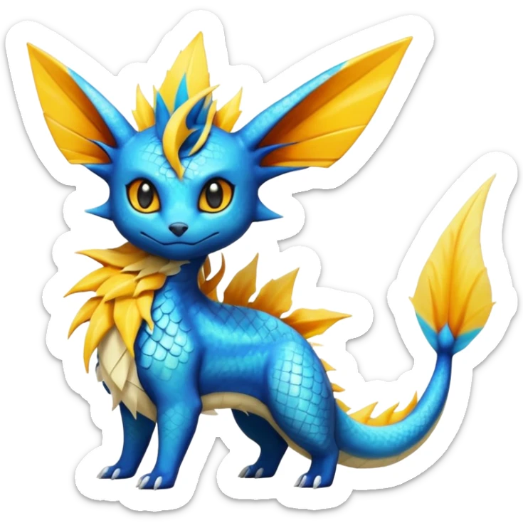 Salandit-Vaporeon-Jolteon-Flareon-Fakémon-hybrid-creature (full body)  sticker