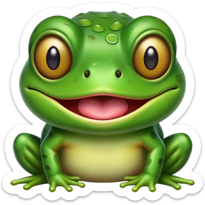 cute cross-eyed frog with tongue sticking out and silly grin sticker