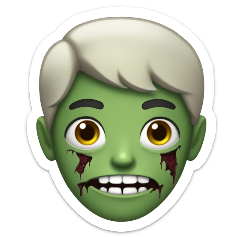 teen boy zombie with dark hair and white shirt sticker