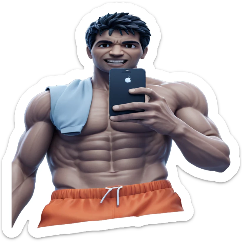 muscular male selfie outdoors sticker