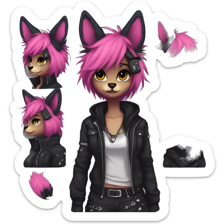 Edgy modern punk techwear anthro furry by Falvie, LiLaiRa, AngieWolf sticker
