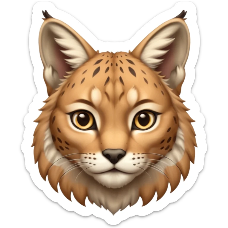 A high-resolution photo-realistic digital illustration of a majestic youg lynx, chest upward  sticker