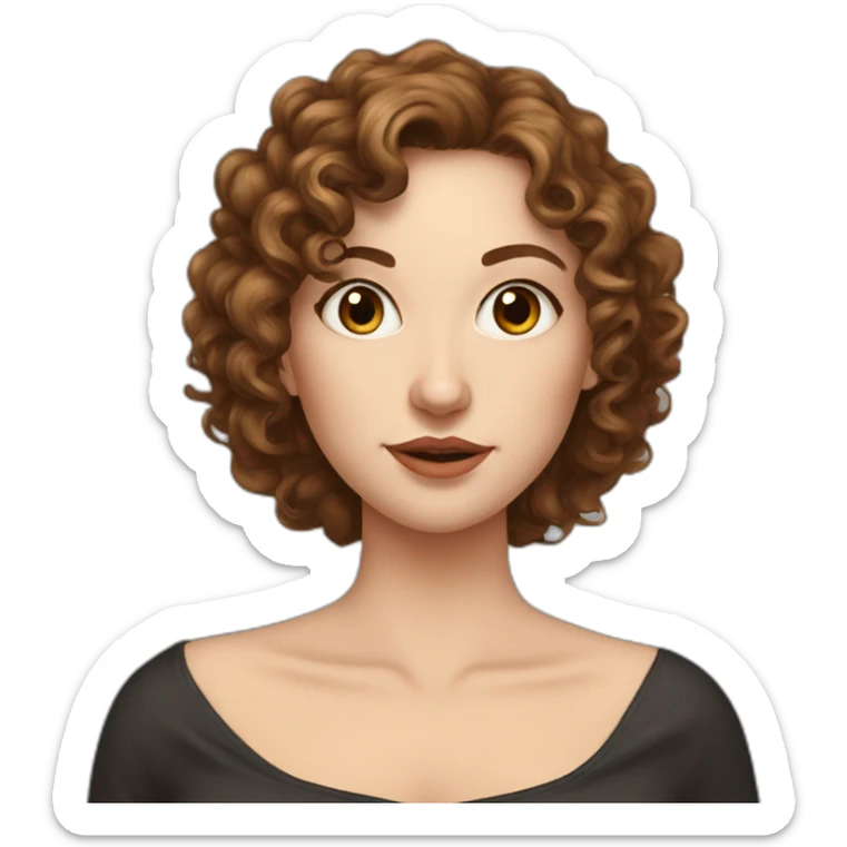 white woman-designer with brown curly hair, wears Off Shoulder Batwing Tank shows love sticker