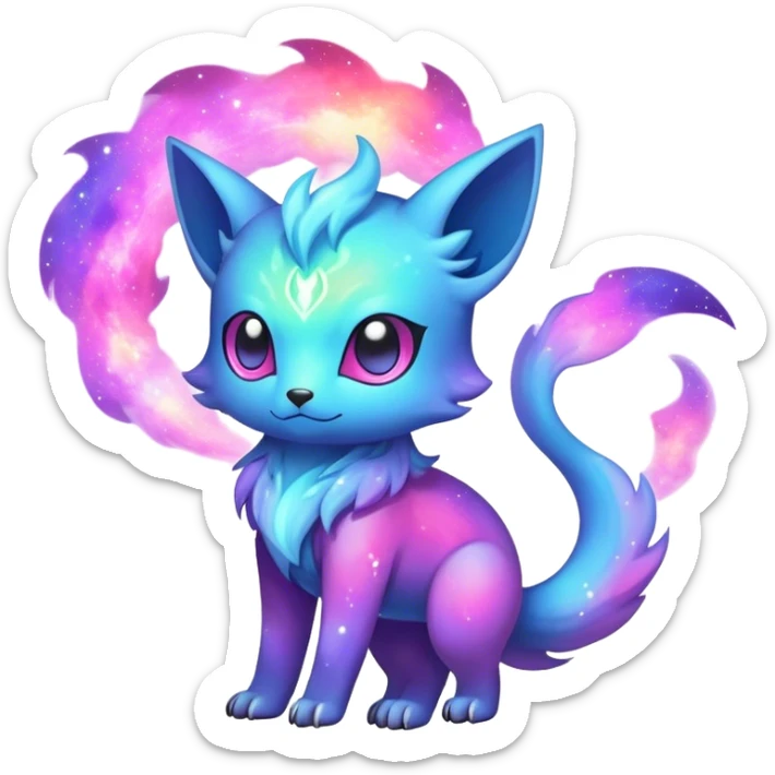 Cute cool colorful nebula fantasy animal hybrid Fakemon full body sticker