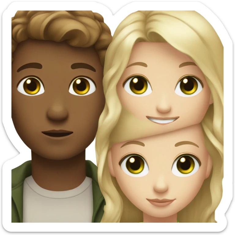 brown hair girl and blonde hair green eye boy sticker