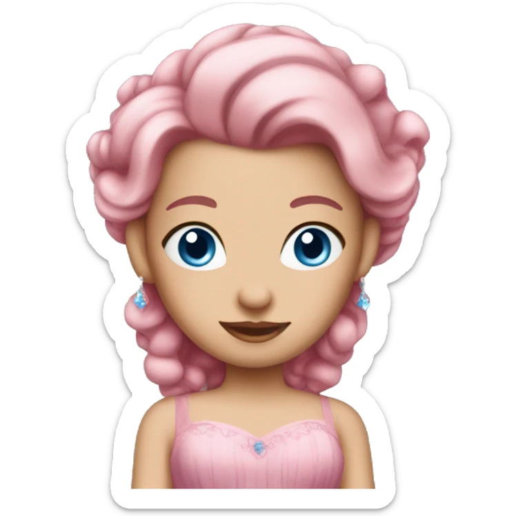 Pinked hair princess with blue eyes and pink dress sticker