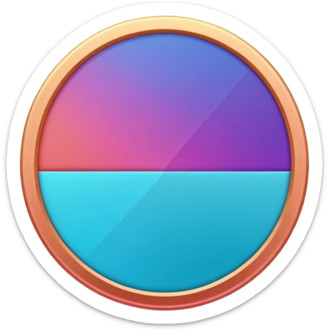 
One  Rotate 55 degree  coin color in in gradient of turquoise, blue, pink, purple, and coral sticker
