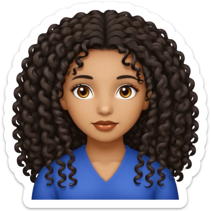Beautiful Haitian and Puerto Rican girl with light brown skin and long black length very curly hair and beautiful hazel eyes sticker