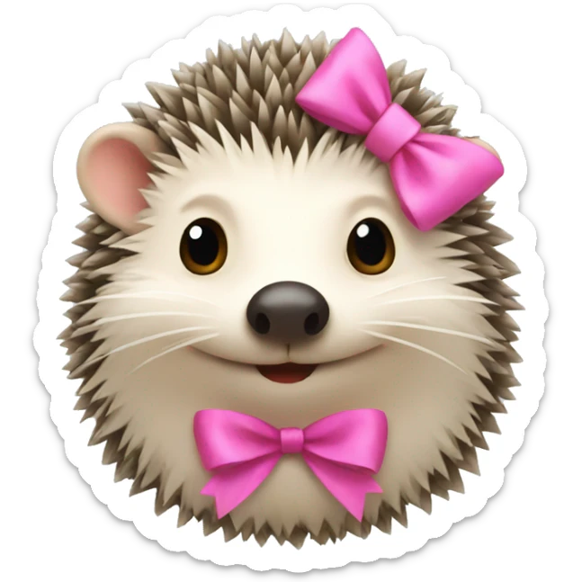 hedgehog with a pink bow sticker