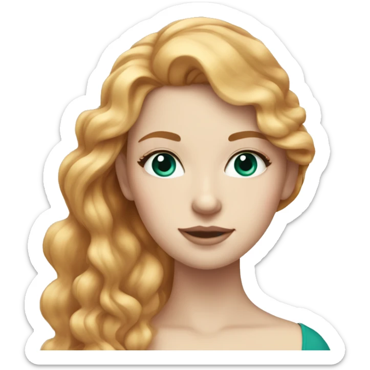 white girl with strawberry blonde hair and teal eyes  sticker