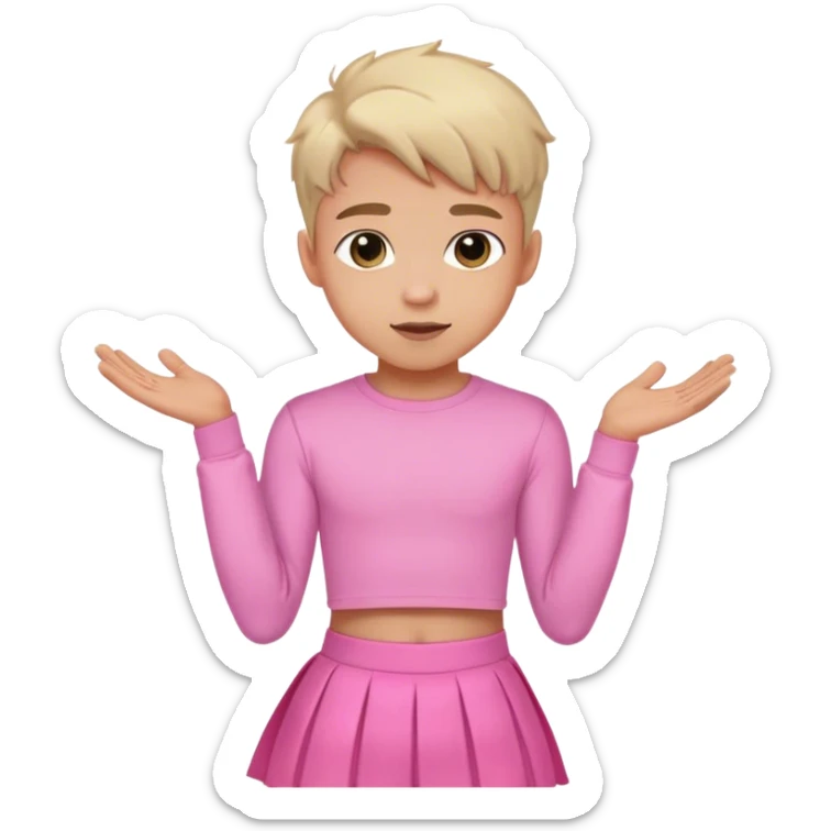 cute boy wearing pink longsleeve crop top and skirt flirting sticker
