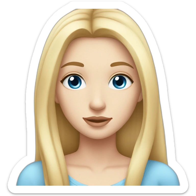 beautiful white girl with long straight blonde hair und blue eyes sticker