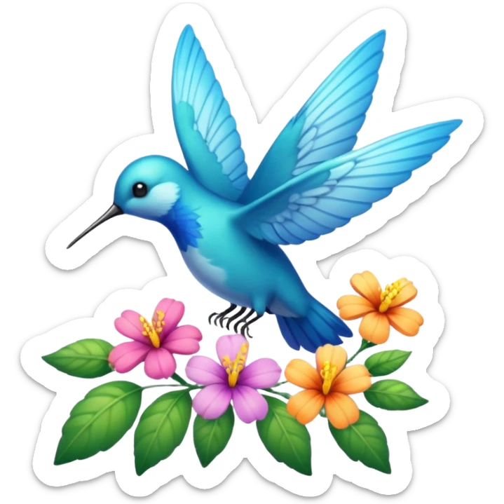 La la mañana se alegra entre flores y praderas ve avanzar mariposa bella y majestuosa entre colibrís sticker