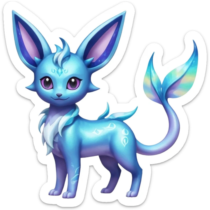 Shiny Nebulae Espeon-Lumineon-Vaporeon-Amaura-Glaceon-Dragonair-Fakémon-hybrid-creature (full body)  sticker