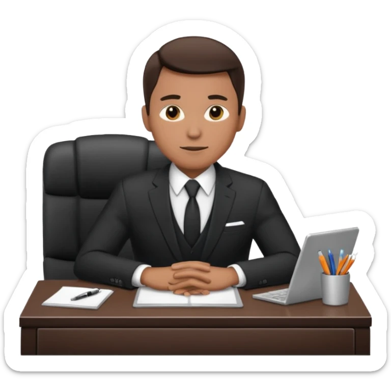 un recruteur à son bureau (l'image est tourné de 3/4) je veux une image qui soit de 3/4
 sticker