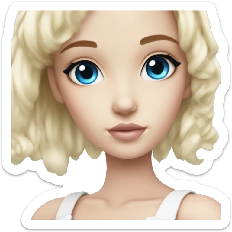 ocean blue doll eyes, blonde hair, feminine, pink, girl, angelic sticker