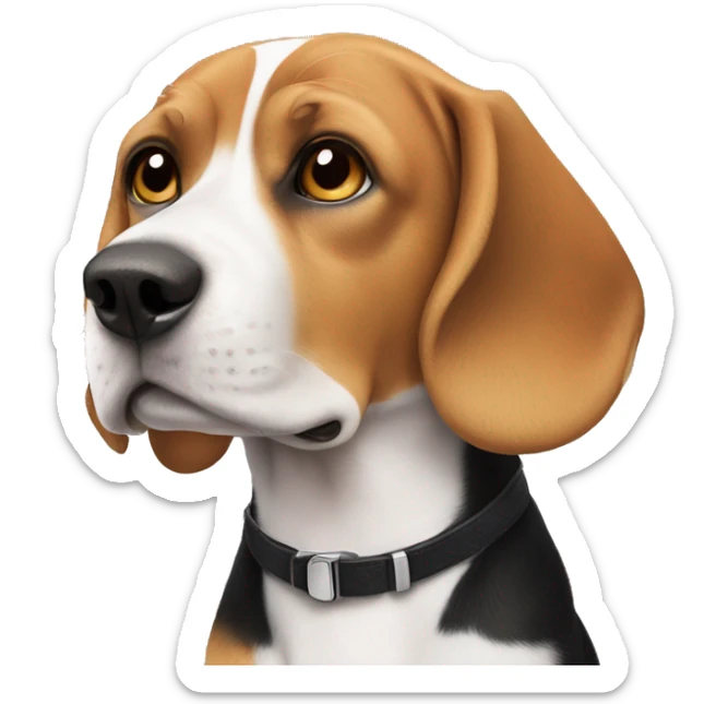 The beagle with pink spots on his nose and white spot on the right side of the muzzle  sticker