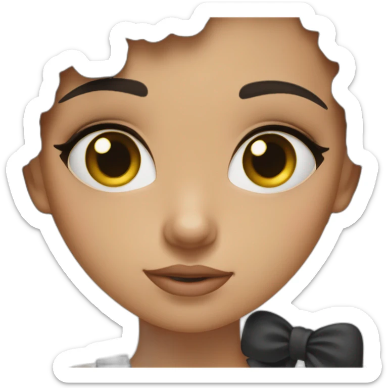  A brunette girl with black curly hair tied up and her eyes squinted sticker