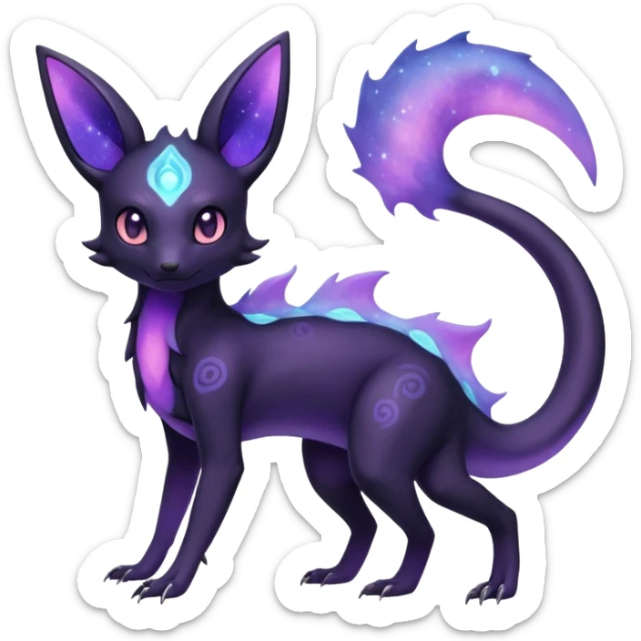 Ethereal Pastel Nebulae Exotic Salandit-Umbreon-Fakémon-hybrid-creature (full body)  sticker