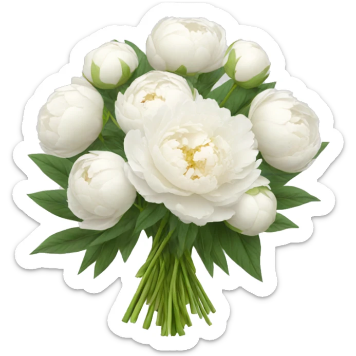 White peonies bouquet  sticker
