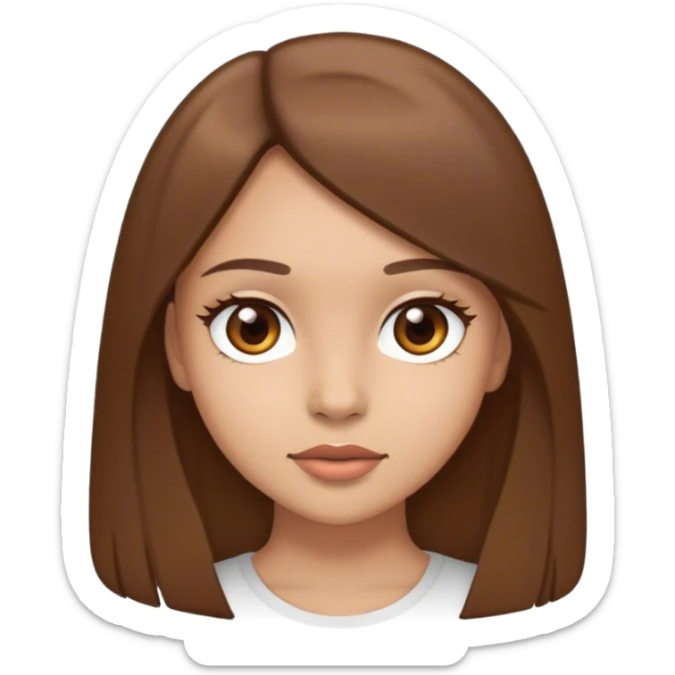 A light skinned girl with brown hair and brown eyes straight hair sticker