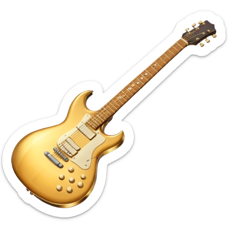 cinematic-realistic-guitar,-polished-metal,-warm-golden-reflections-dancing-along-its-surface,-soft-hands-carefully-positioned-over-the-keys,-glowing-with-an-elegant-and-airy-charm. sticker