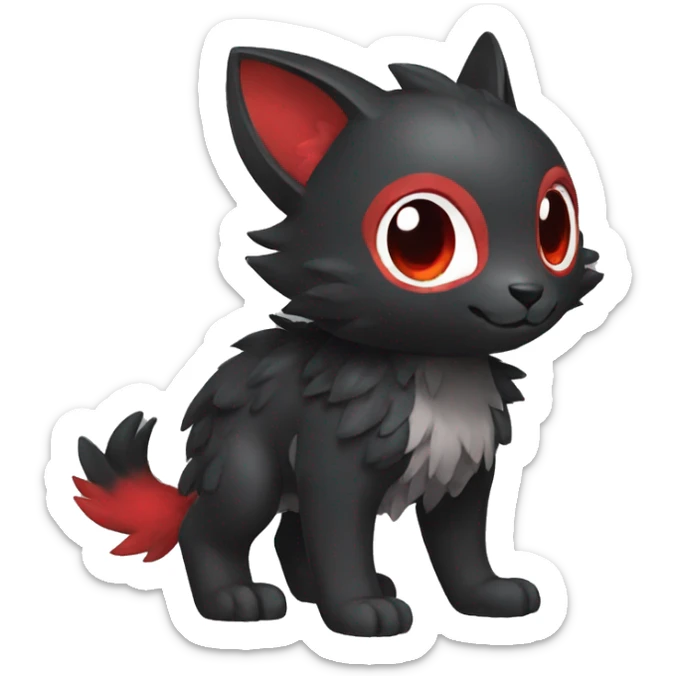 Cute cool black red animal hybrid Fakemon full body sticker