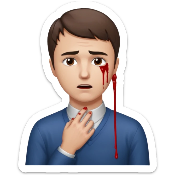 charlie kirk holding his neck with his right hand in pain and add blood  sticker