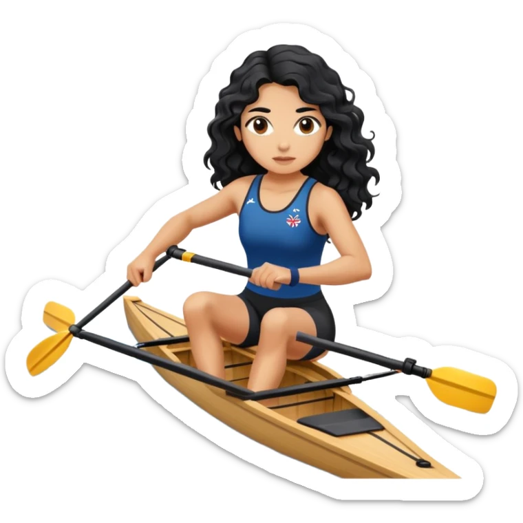 girl with long black wavy hair rowing in Olympic sport sticker