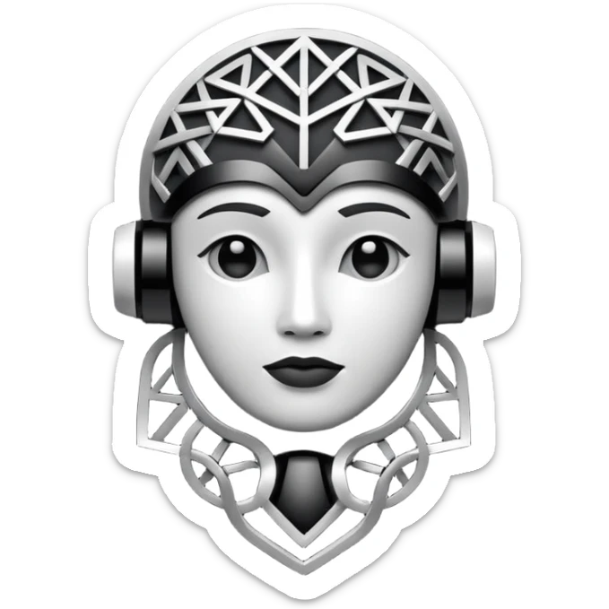 Create an emoji in which it is representing AI logo similarly like the logo of Chat GPT ,Gemini but different completely different and very professional not simple and try to make it in black and white colour sticker