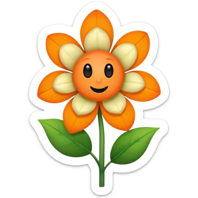 Green stem, white bud with black cartoony face: ;p. And six heart shaped yellowish orange petals sticker