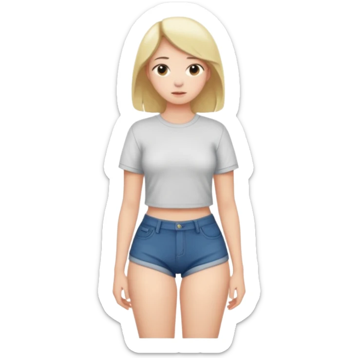 Naked but wearing shirt emoji girl full body no underwear butt turned around  sticker