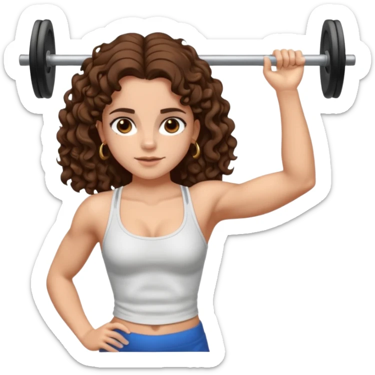 full body, very beautiful italian girl, dark brown eyes, looking like Emma Watson, with curly and big volume very bright brown hair, and a golden piercing ring in nose on left side, doing pull up, muscled

 sticker